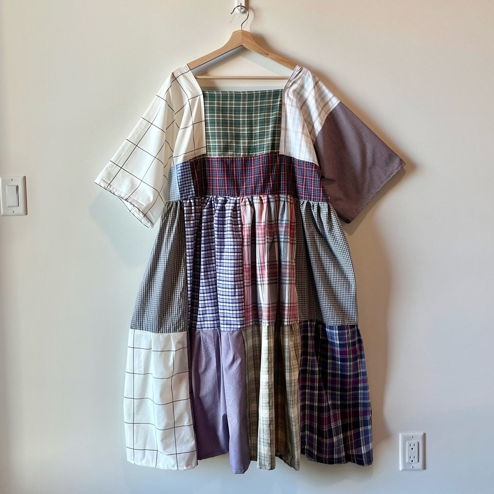 Handmade Quilted Patchwork Plaid Dress SKU 01174 - Picture 3 of 16